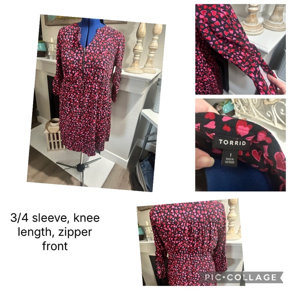 Torrid Black and pink heart zipper front dress - Picture 1 of 1